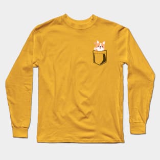 Pocket Corgi Waving Long Sleeve T-Shirt